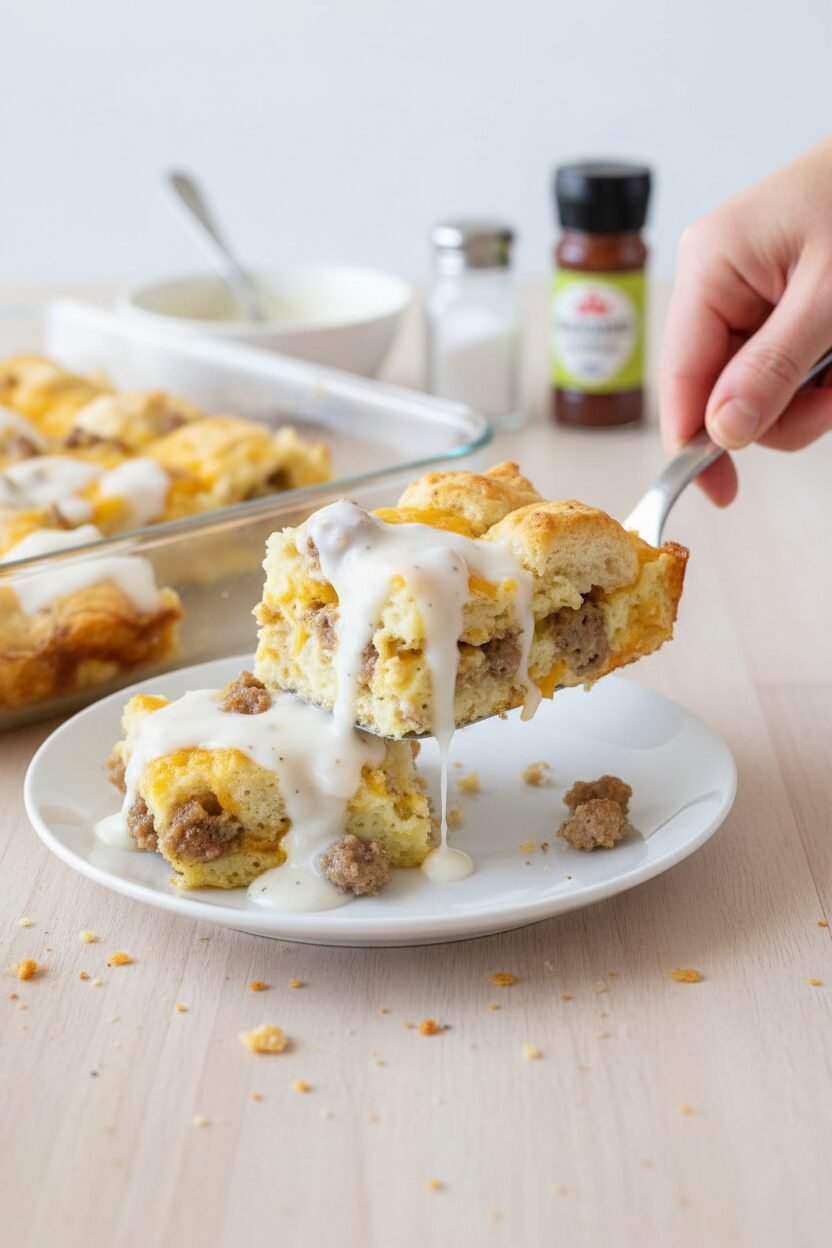 Savory Sausage Biscuit Breakfast Bake