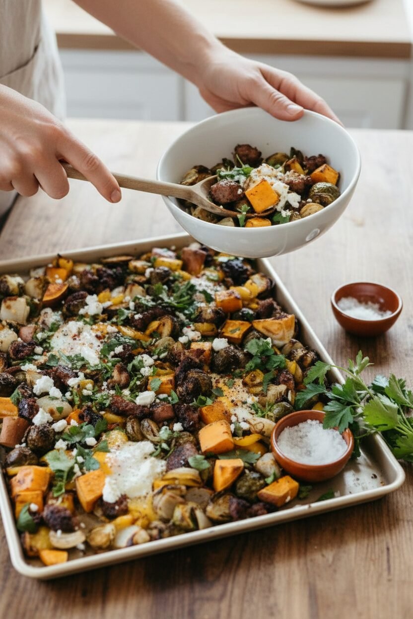 Savory Sausage and Sweet Potato Tray Bake