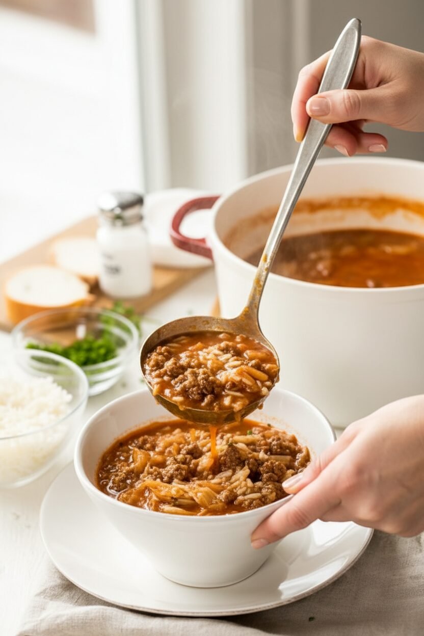 Savory Stuffed Cabbage Soup
