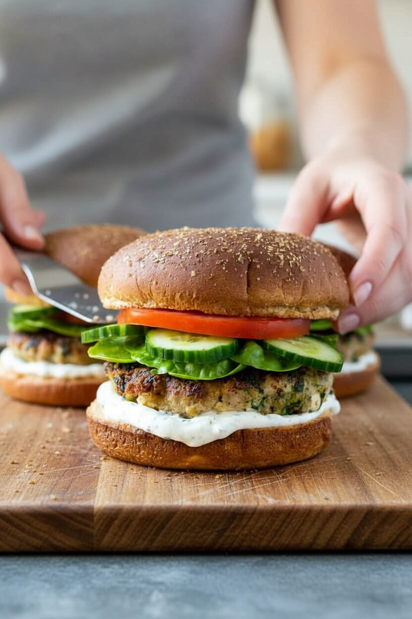 Savory Turkey Burgers with Spinach and Feta