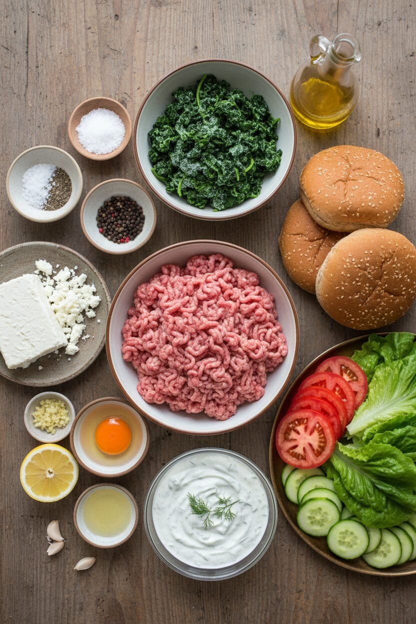 Savory Turkey Burgers with Spinach and Feta
