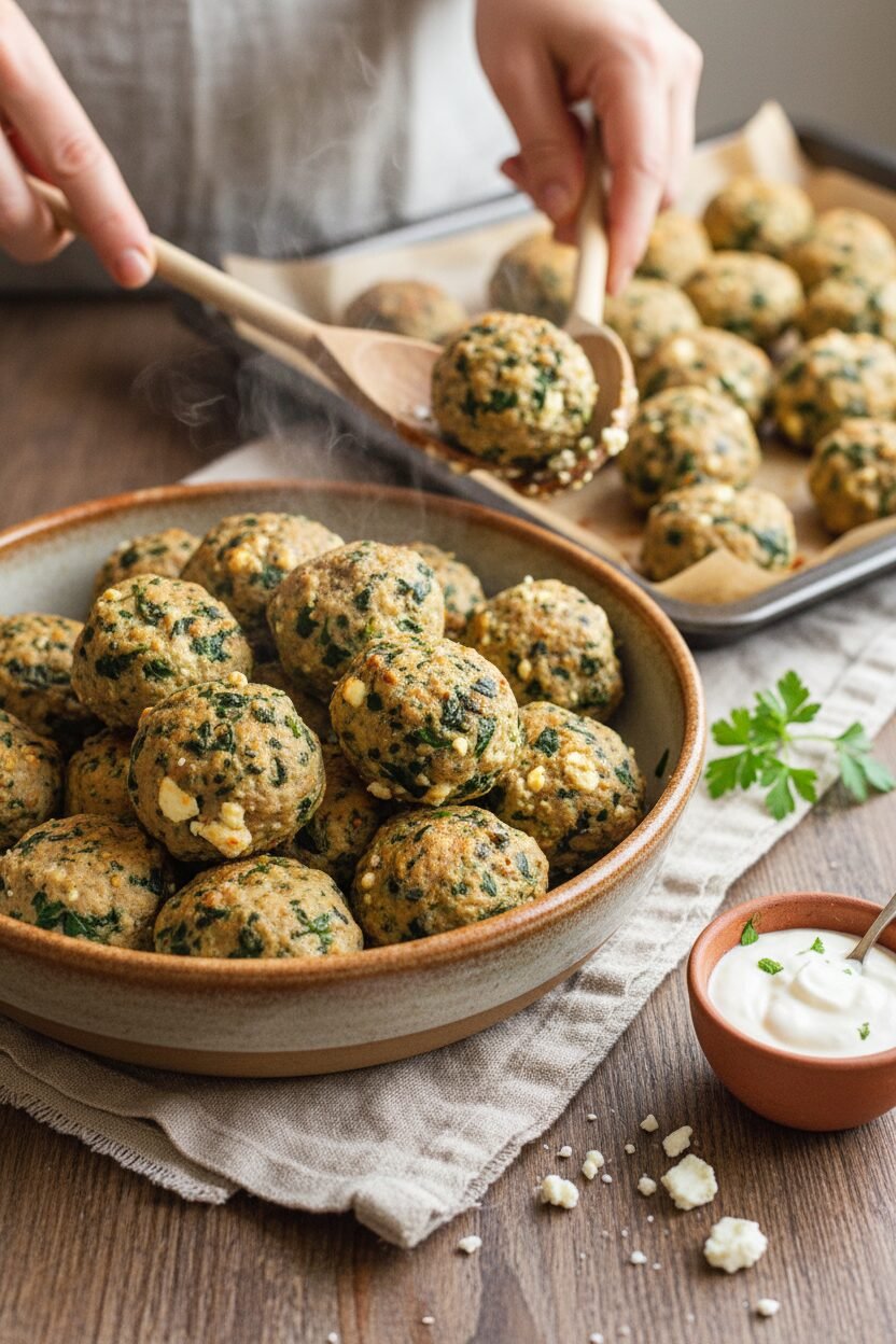 Savory Turkey Meatballs with Spinach and Feta