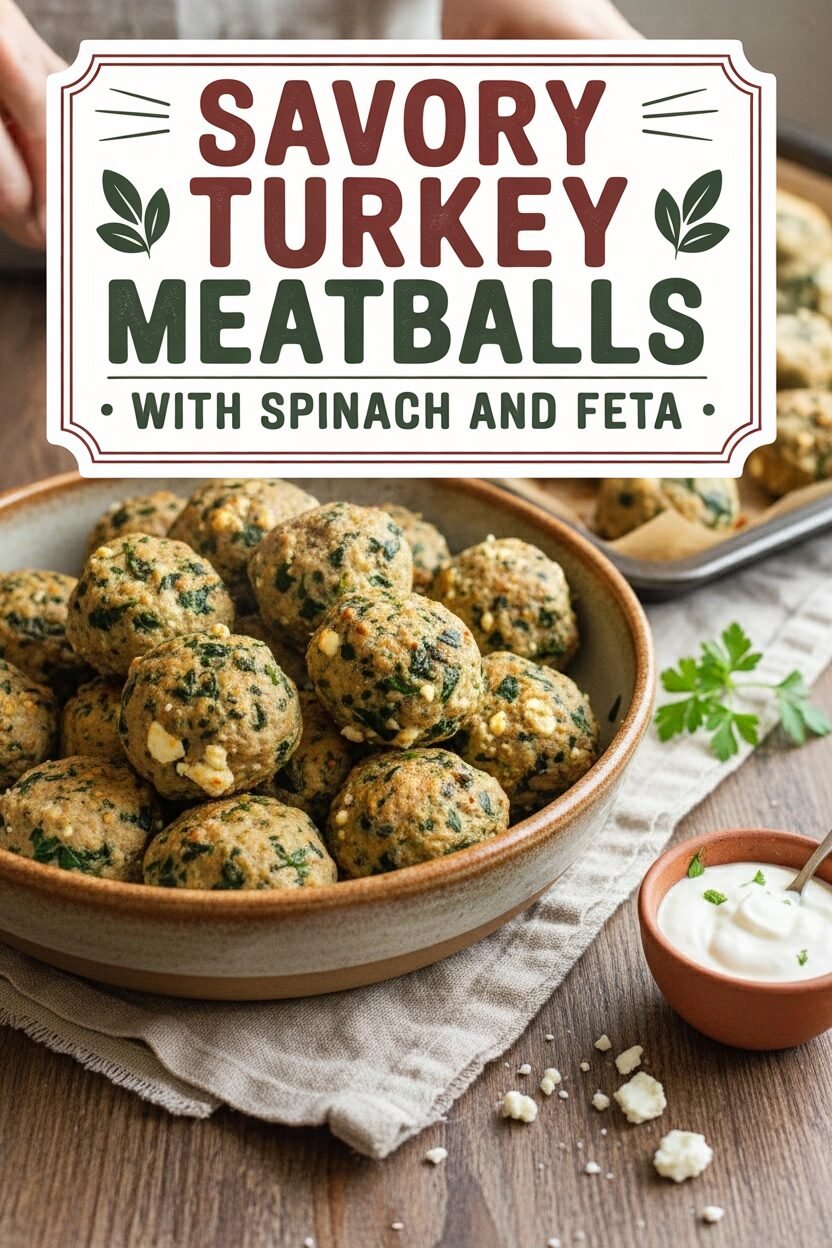 Savory Turkey Meatballs with Spinach and Feta