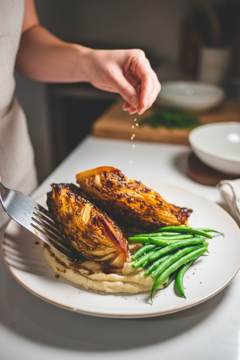 Sesame Miso Roasted Cabbage Steaks