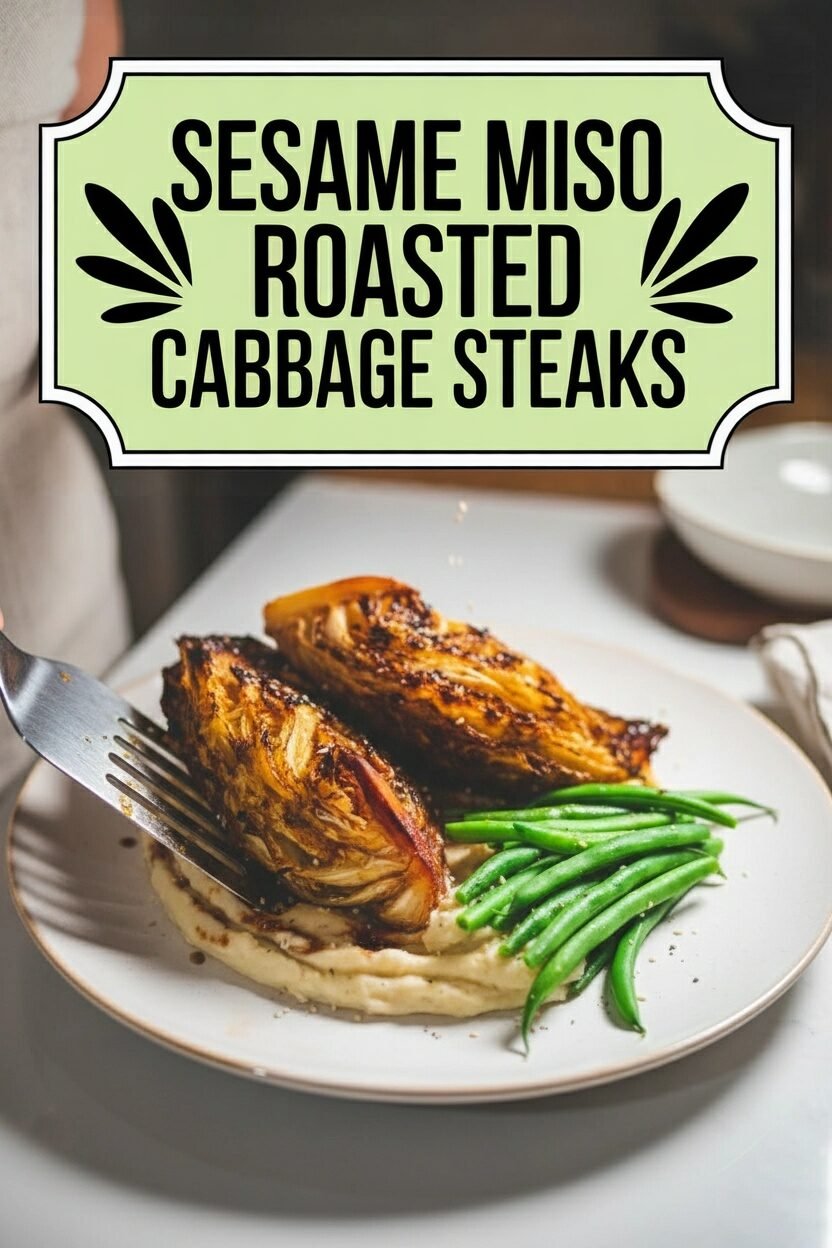 Sesame Miso Roasted Cabbage Steaks