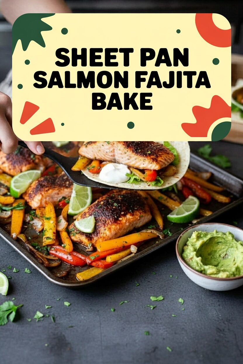 Sheet Pan Salmon Fajita Bake