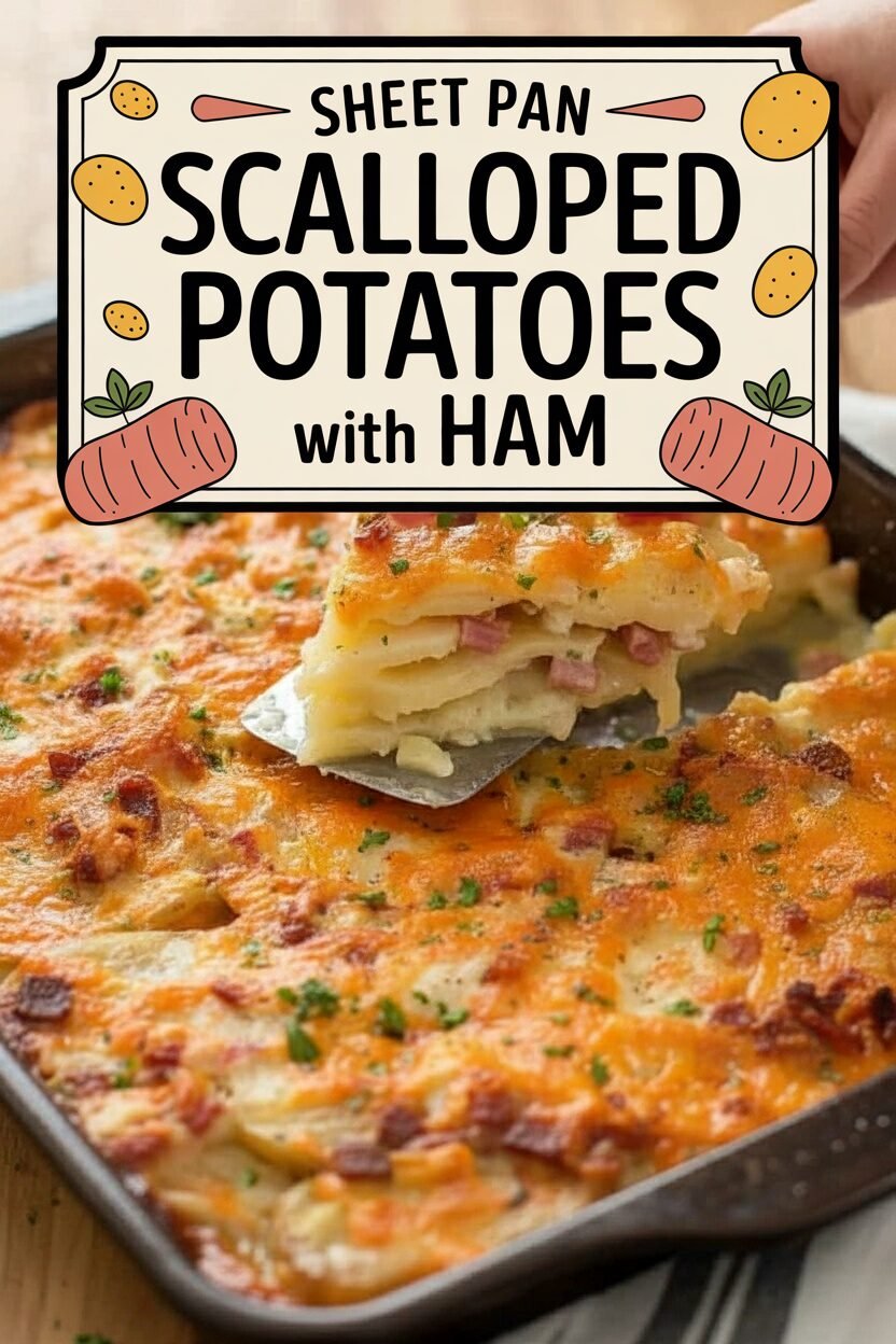 Sheet Pan Scalloped Potatoes with Ham