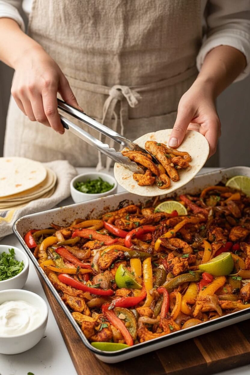 Simple Sheet Pan Chicken and Pepper Fajitas