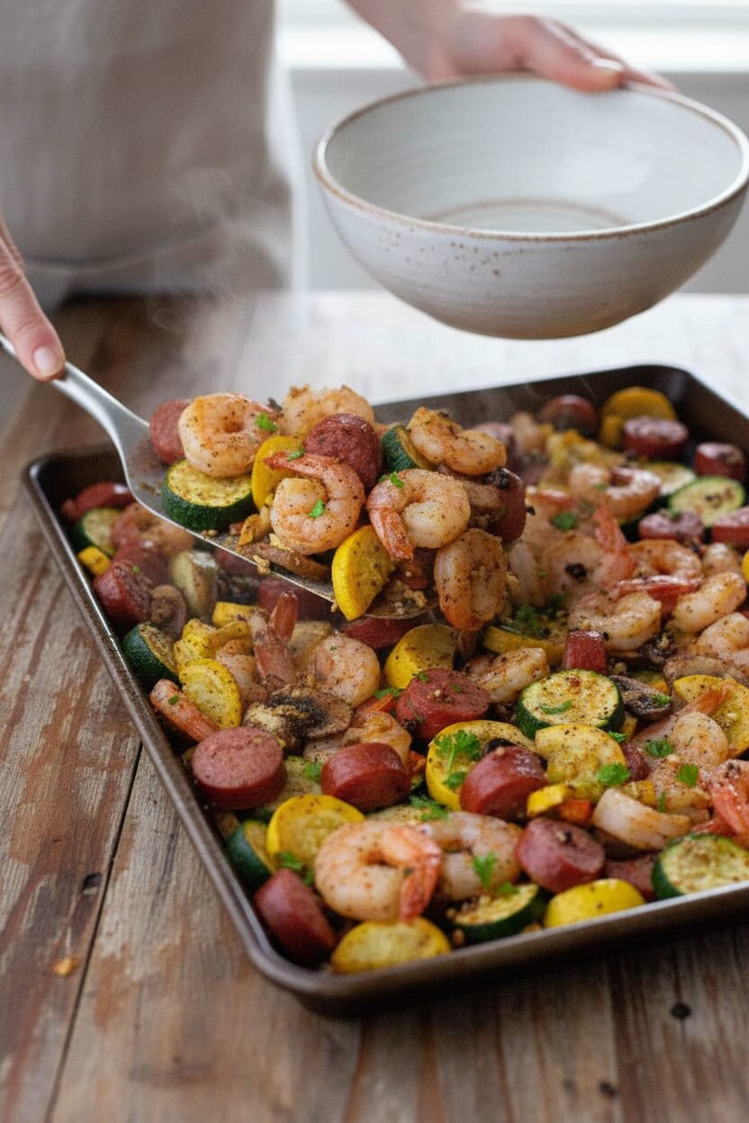 Simple Shrimp and Vegetable Sheet Pan Bake