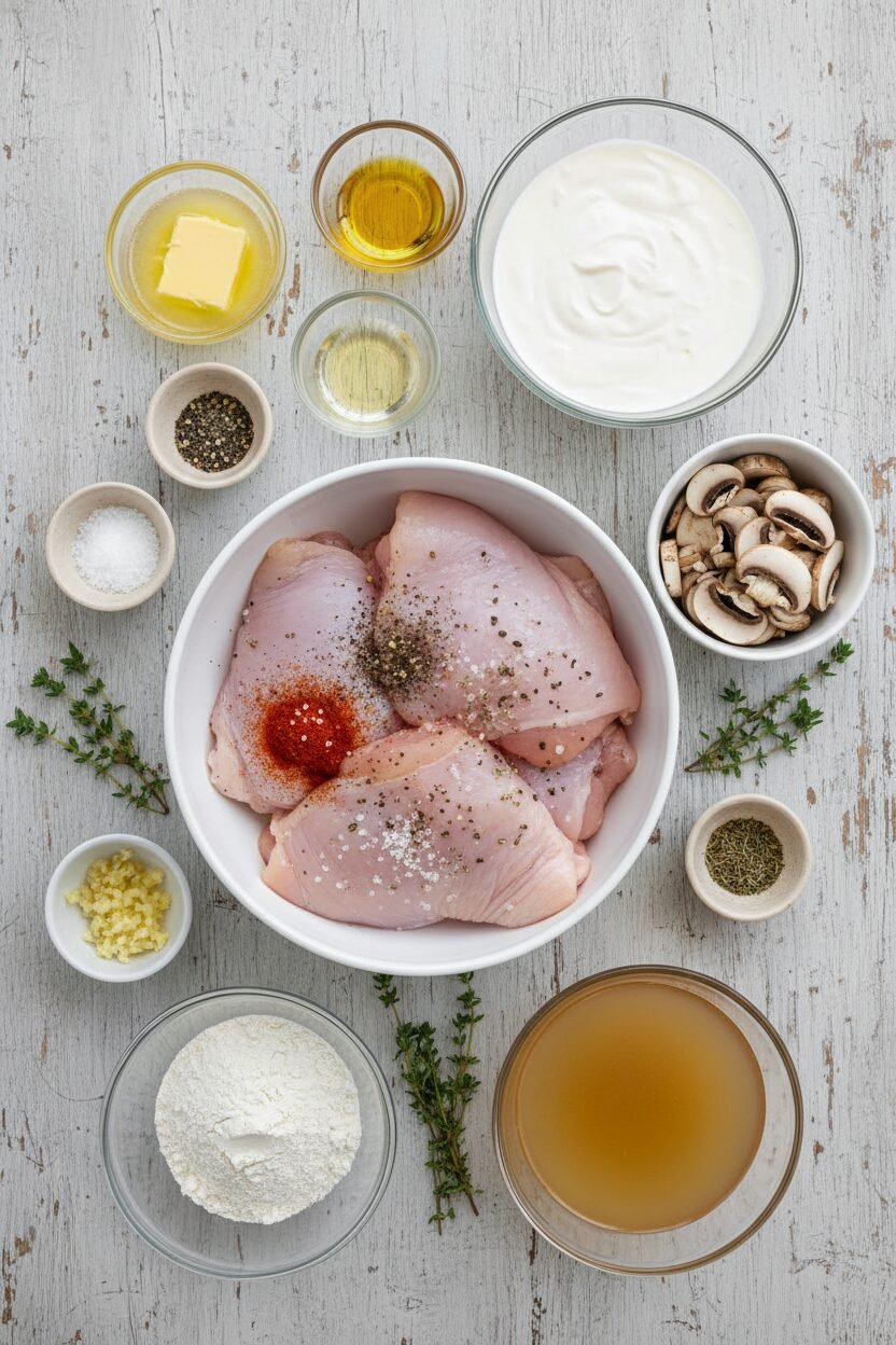 Skillet Chicken in Creamy Mushroom Gravy