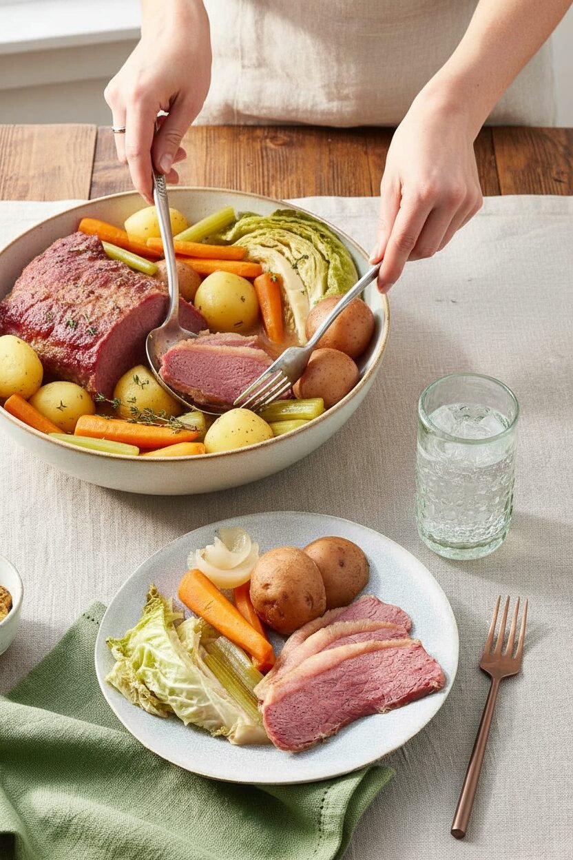 Slow Cooker Corned Beef with Savory Cabbage