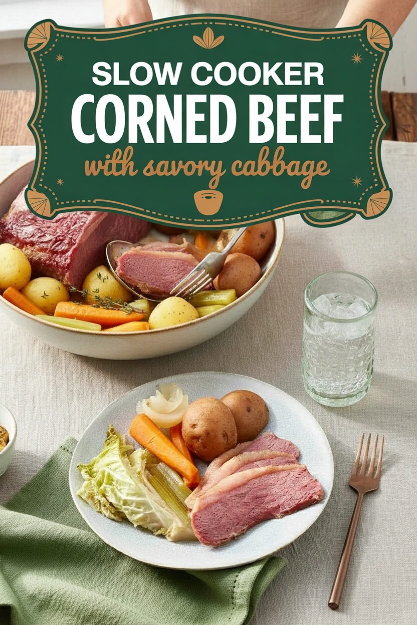 Slow Cooker Corned Beef with Savory Cabbage