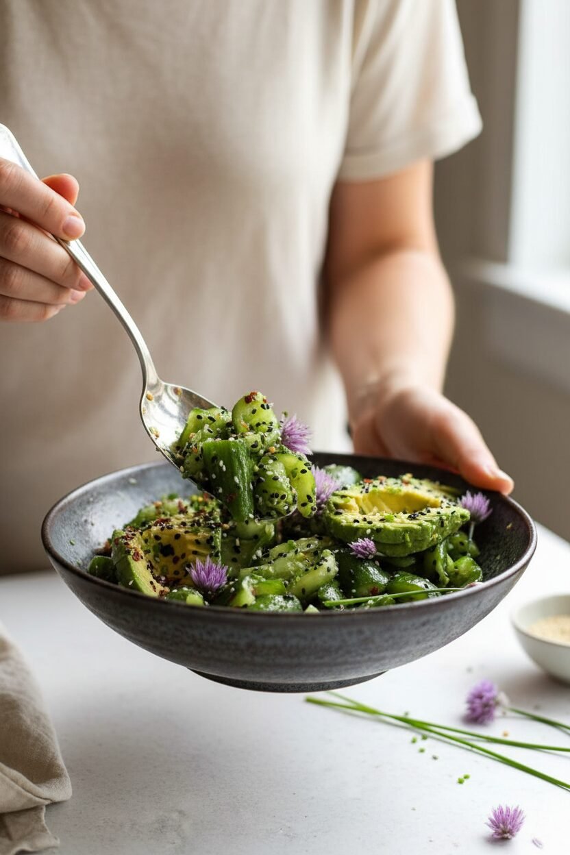 Smashed Cucumber Salad with Ginger Sesame Dressing