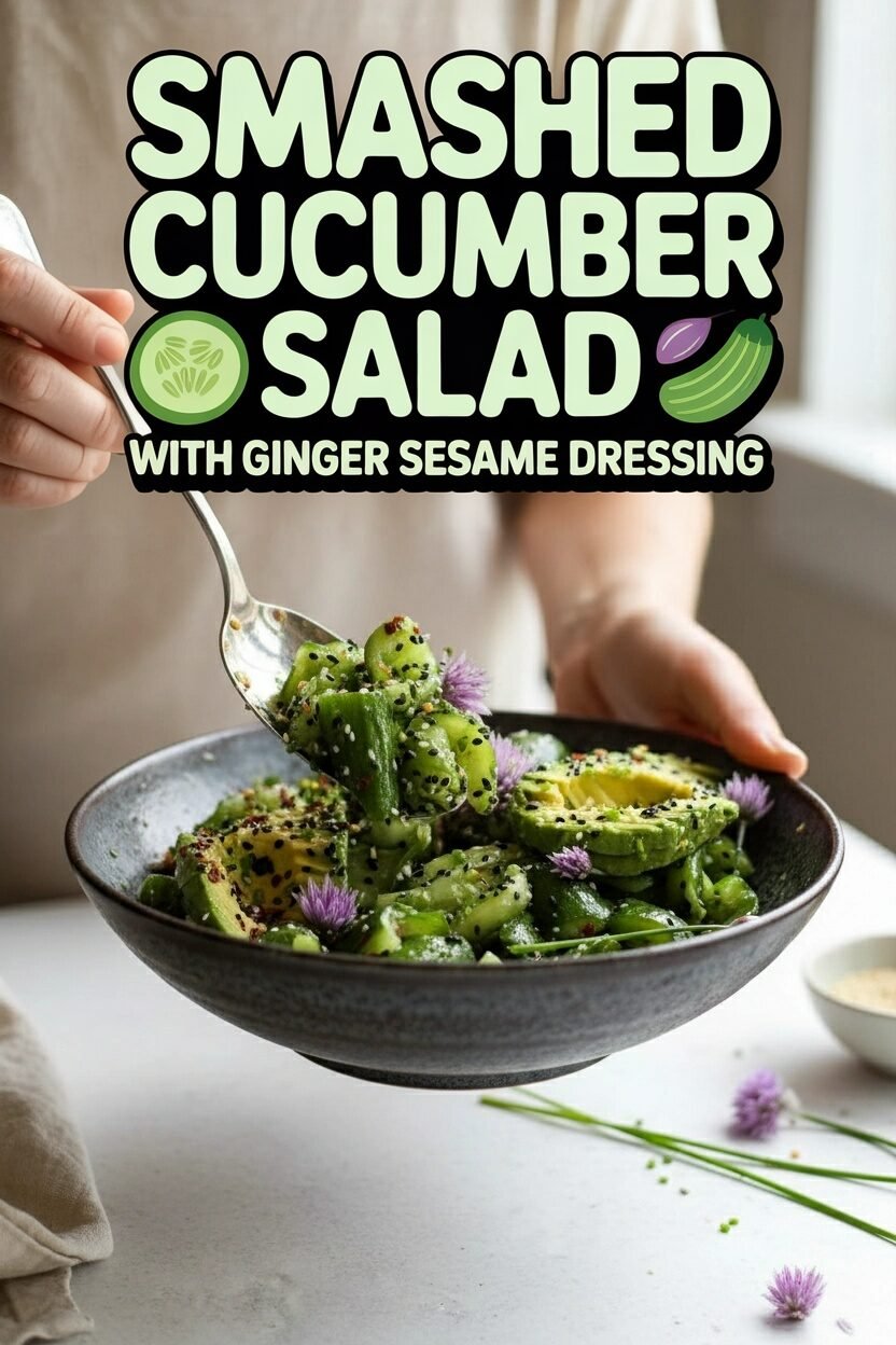 Smashed Cucumber Salad with Ginger Sesame Dressing