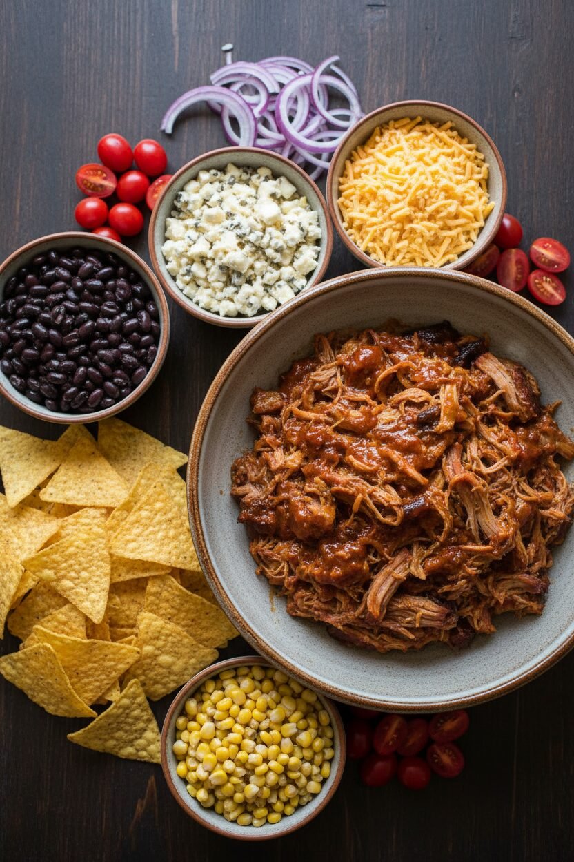 Smoky Pulled Pork Nacho Platter
