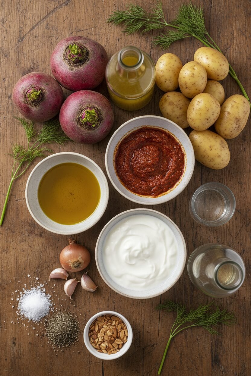 Spiced Beet Soup with Yogurt Swirl