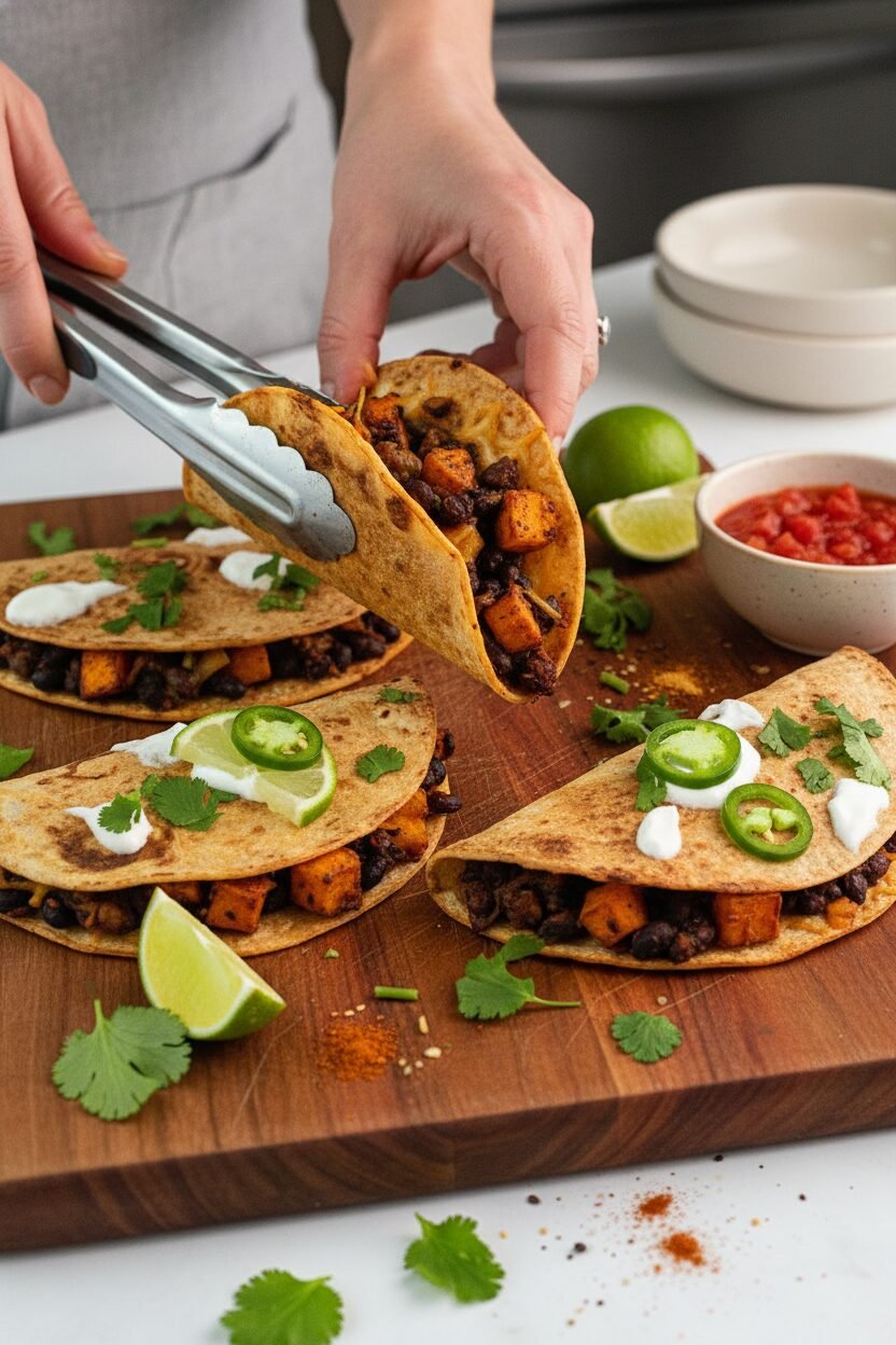 Spiced Black Bean and Sweet Potato Tacos
