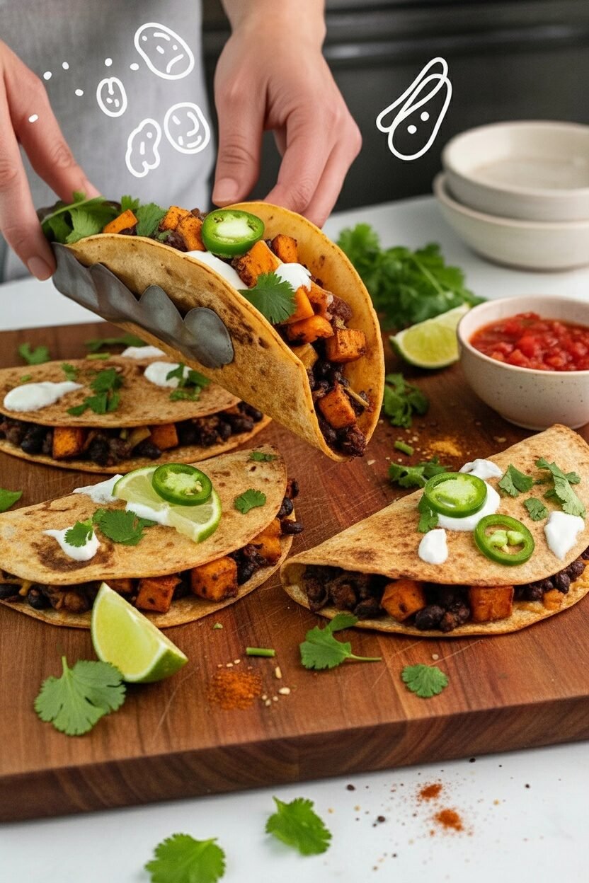 Spiced Black Bean and Sweet Potato Tacos