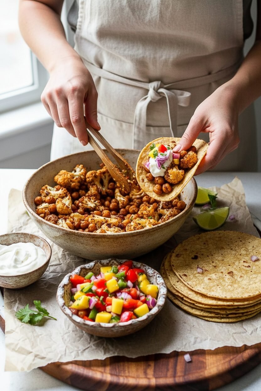 Spiced Cauliflower Chickpea Taco Filling