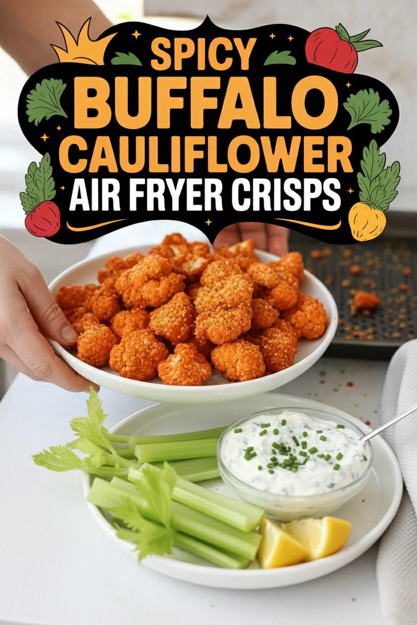 Spicy Buffalo Cauliflower Air Fryer Crisps