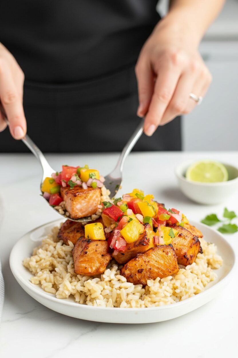 Spicy Mango Salmon Air Fryer Bites