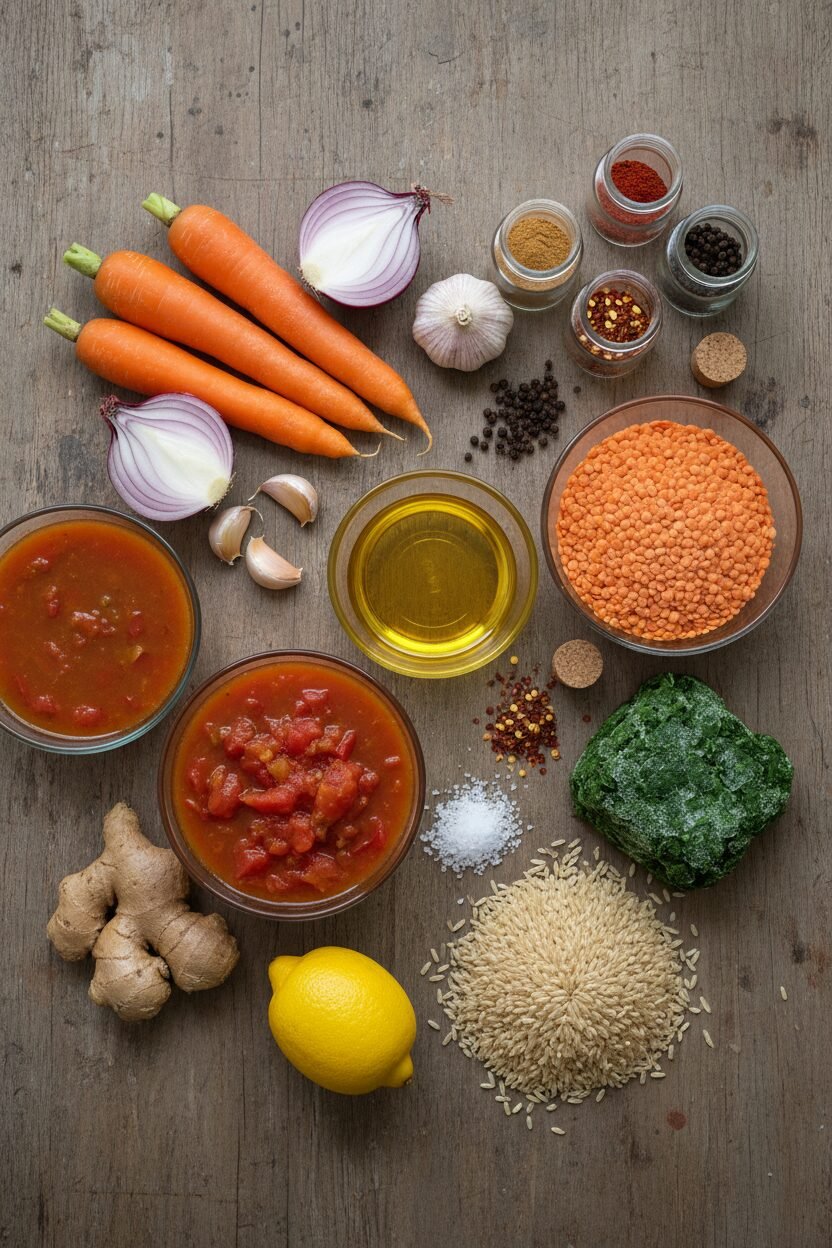 Spinach Carrot Lentil Soup
