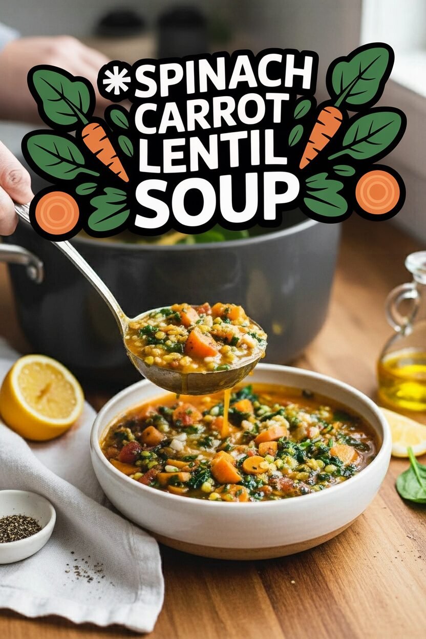 Spinach Carrot Lentil Soup