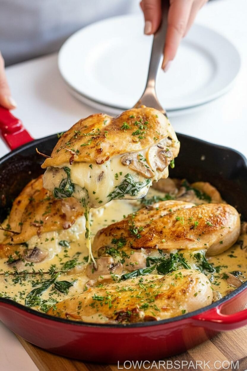Spinach and Mushroom Stuffed Chicken