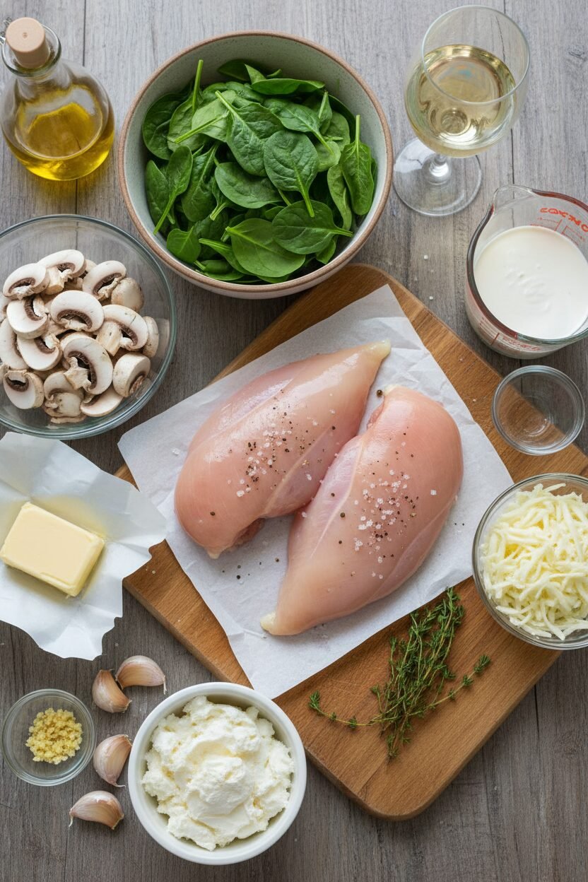 Spinach and Mushroom Stuffed Chicken