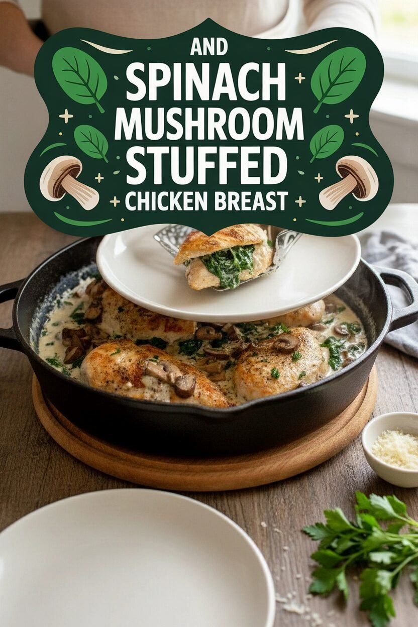 Spinach and Mushroom Stuffed Chicken Breast
