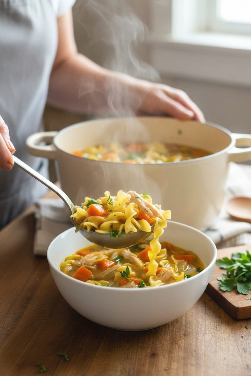 Spring Chicken Noodle Soup from Scratch