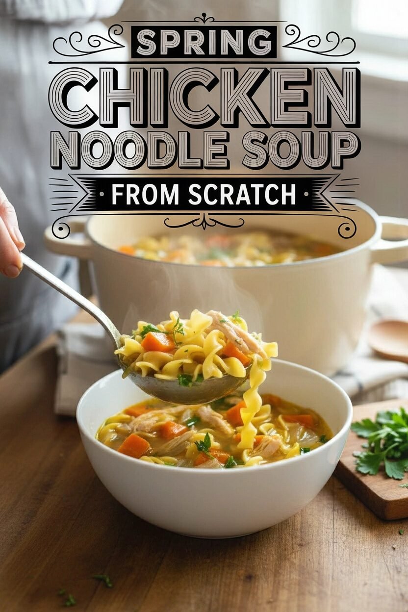 Spring Chicken Noodle Soup from Scratch