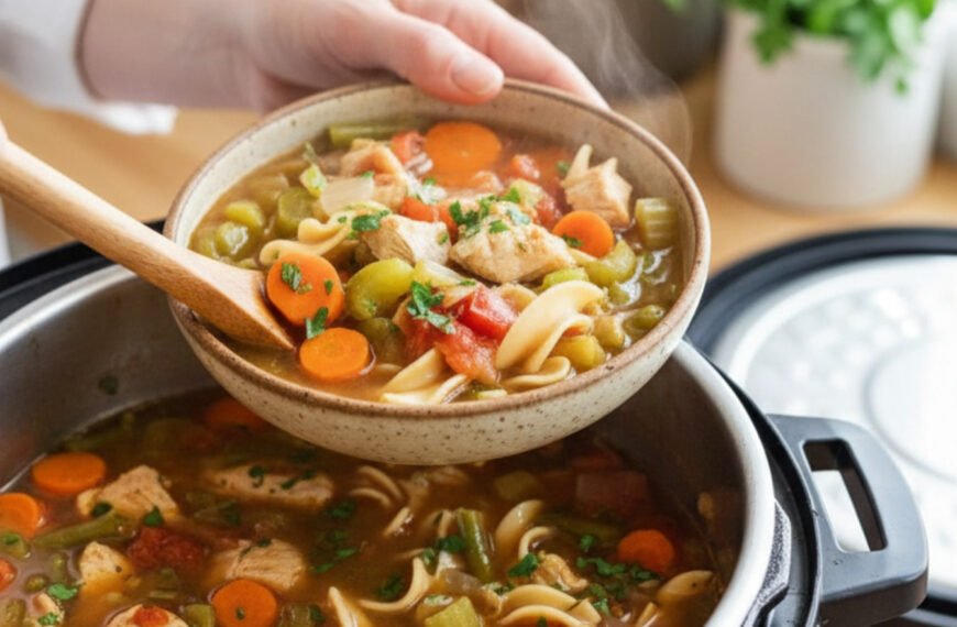 Quick Instant Pot Chicken Noodle Soup with Spring Veggies