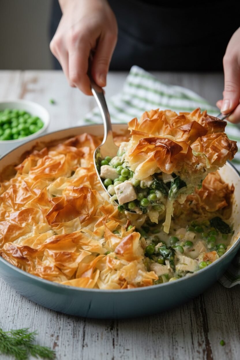 Spring Chicken Pot Pie with Flaky Crust