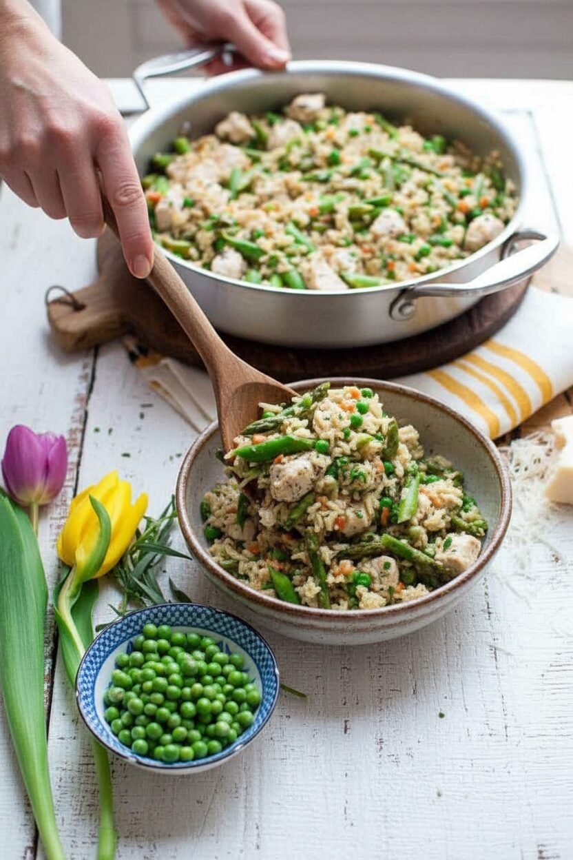 Spring Chicken and Rice Skillet