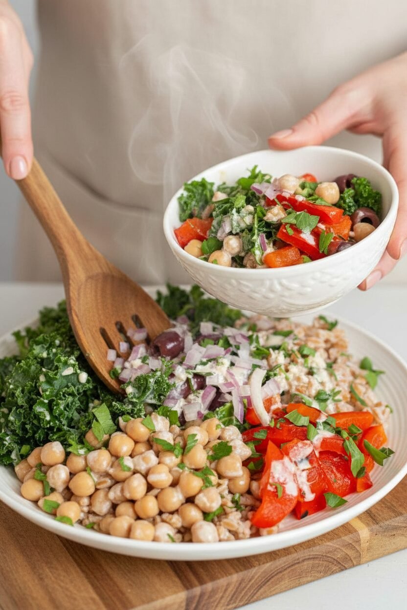 Spring Farro Bowl with Roasted Vegetables