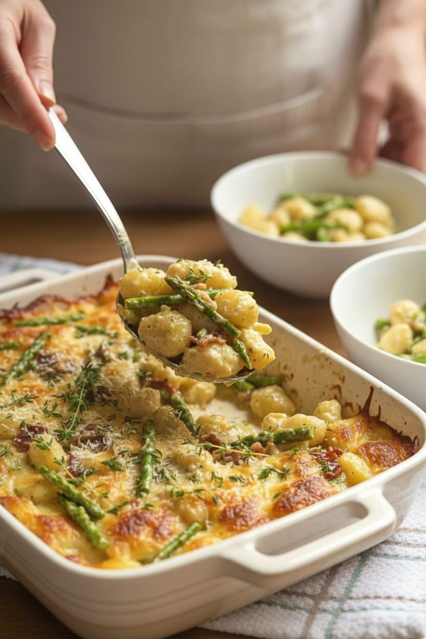 Spring Gnocchi with Bacon and Cream