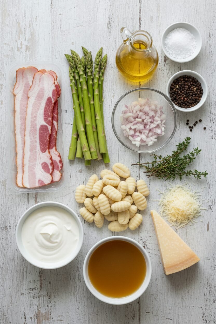 Spring Gnocchi with Bacon and Cream