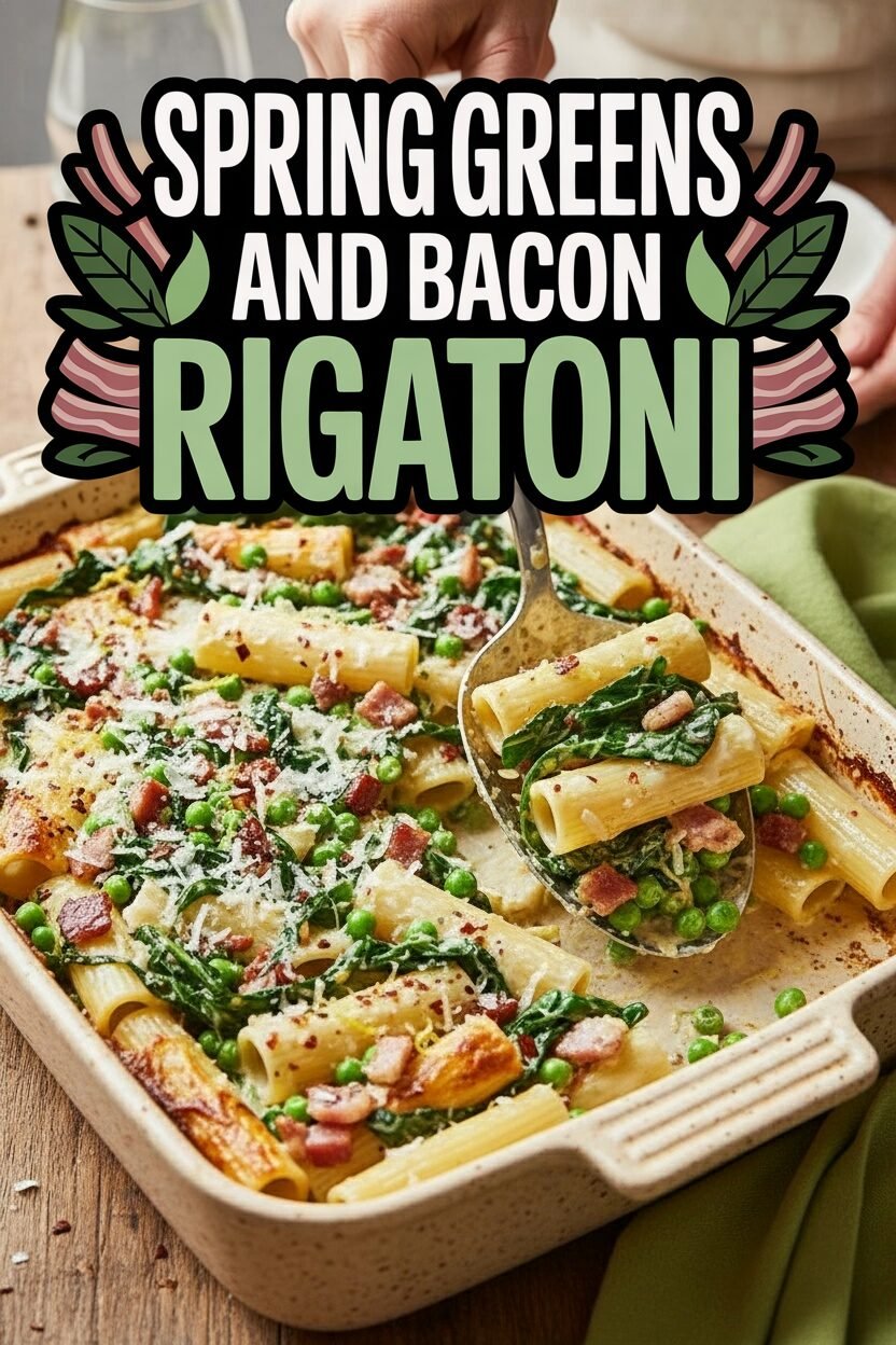 Spring Greens and Bacon Rigatoni