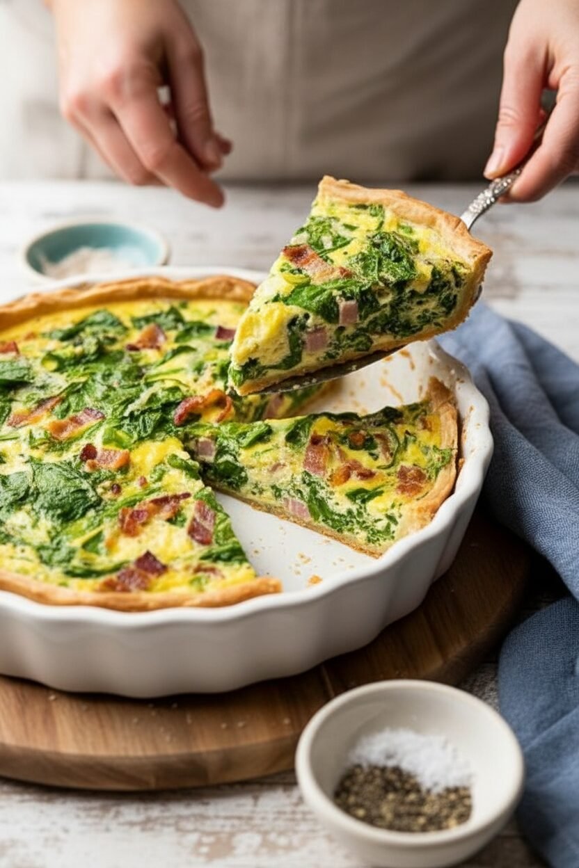 Spring Ham and Spinach Quiche