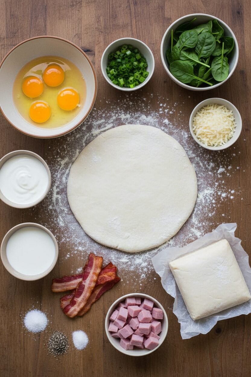 Spring Ham and Spinach Quiche