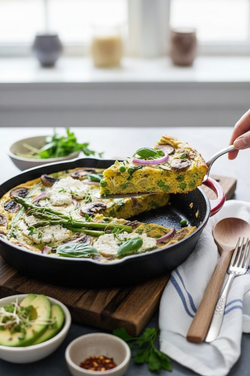 Spring Lentil Frittata with Fresh Vegetables