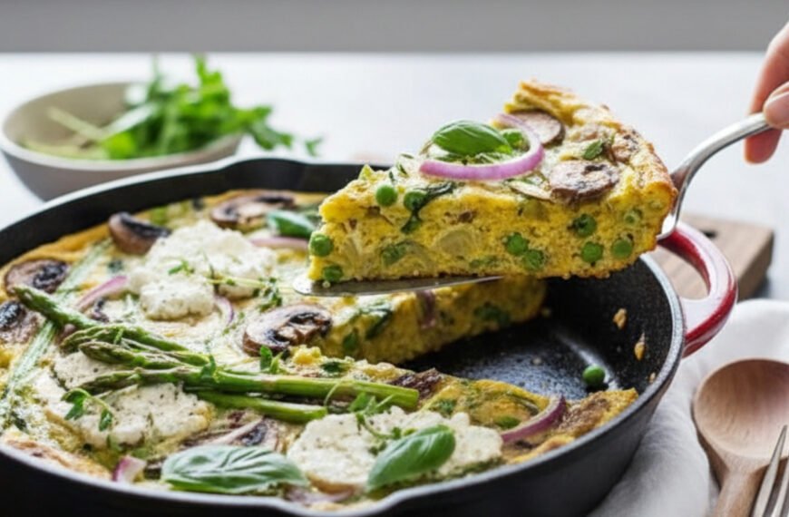 Healthy High-Fiber Lentil and Spring Vegetable Frittata