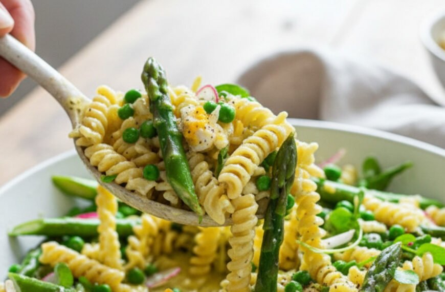 Spring Pea and Asparagus Pasta with Lemon Gribiche