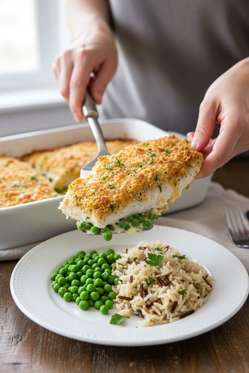 Spring Pea and Parmesan Crusted Tilapia