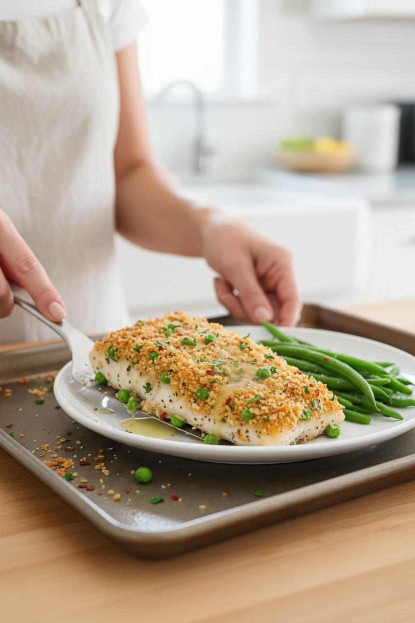 Spring Pea and Parmesan Crusted Tilapia