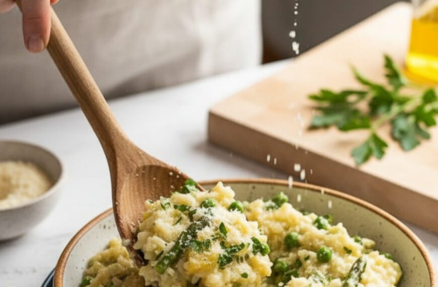 Easy One-Pot Spring Vegetable Risotto with Parmesan