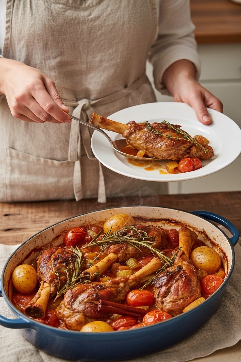 Spring Wine Braised Lamb Shanks with Herbs