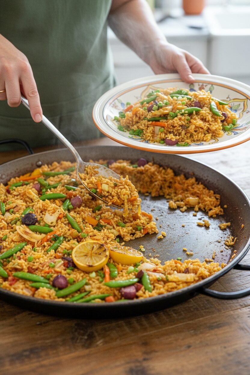 Springtime Saffron Pea Paella