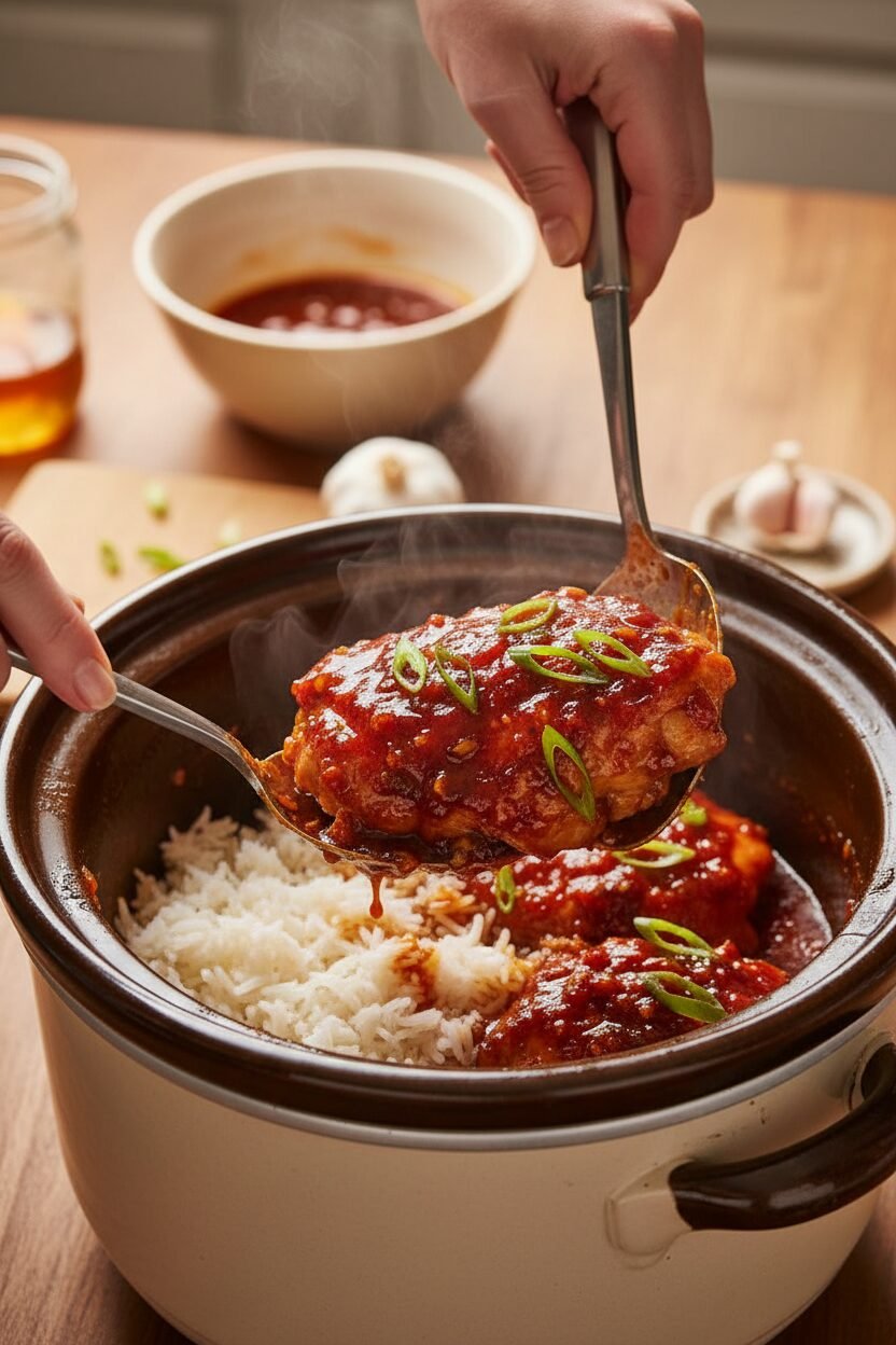 Sticky Honey Garlic Slow Cooker Chicken